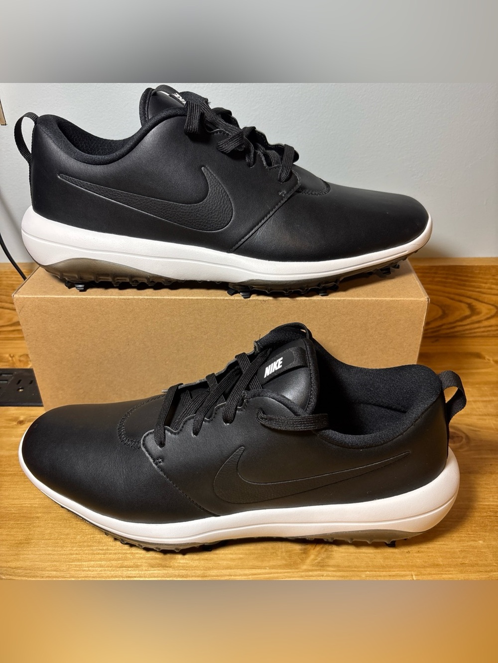 Nike Roshe G Tour Mens Golf Shoes Black Leather Waterproof AR5580-001 Size 12